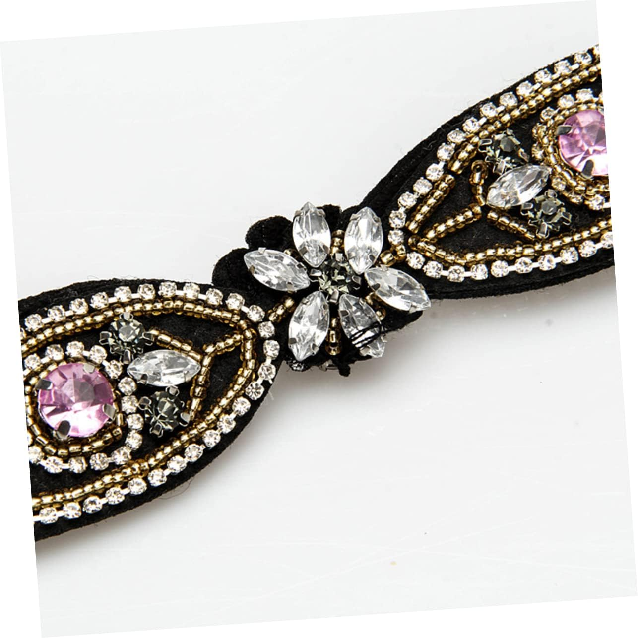 KALLORY Handmade Rhinestone Beaded Elastic Headband for Women Girls Crystal Hairband Women Hair Hoop for Casual Outings and Parties image number 1