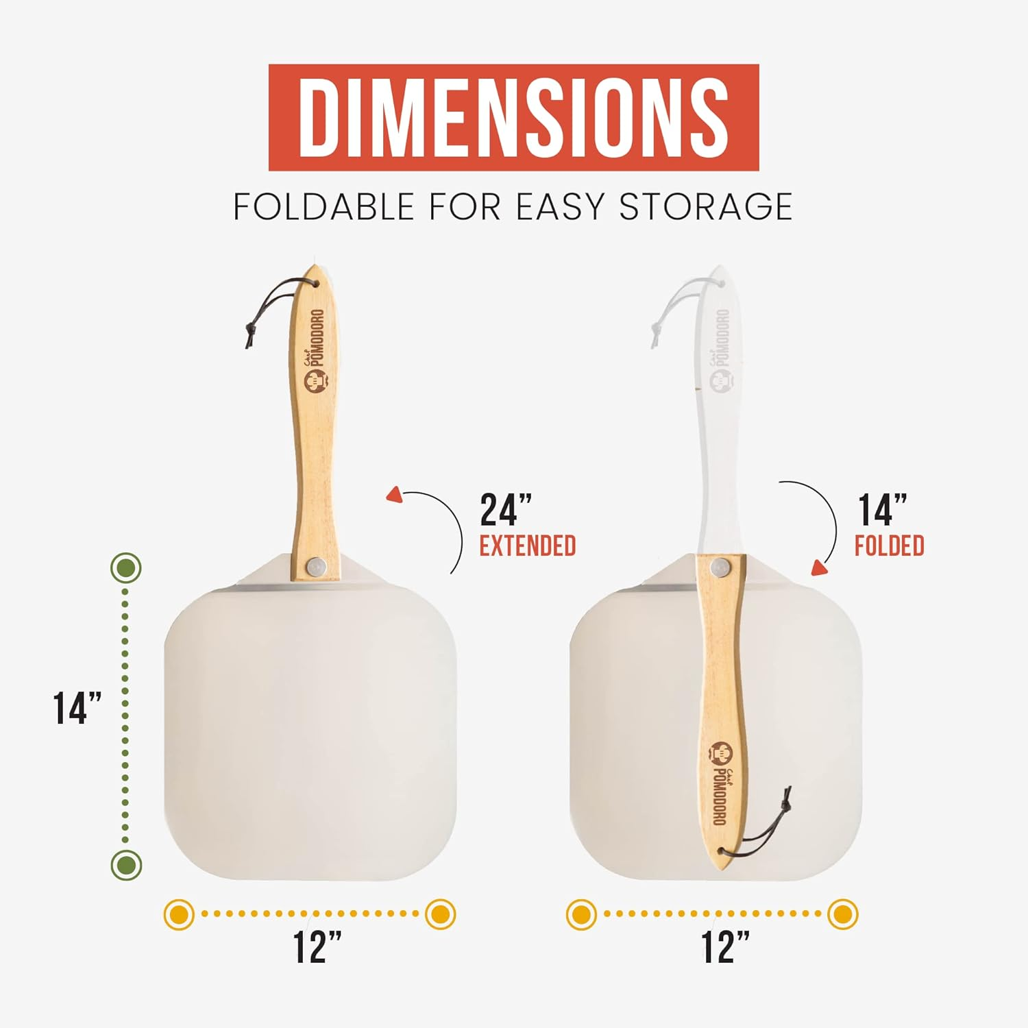 Chef Pomodoro Pizza Peel 12X14" (30X36 Cm) & 14" (36 Cm) Stainless Steel Pizza Rocker Cutter Set - Metal Pizza Peel Paddle, Pizza Spatula Paddle, Pizza Cutter Rocker Blade, Pizza Slicer