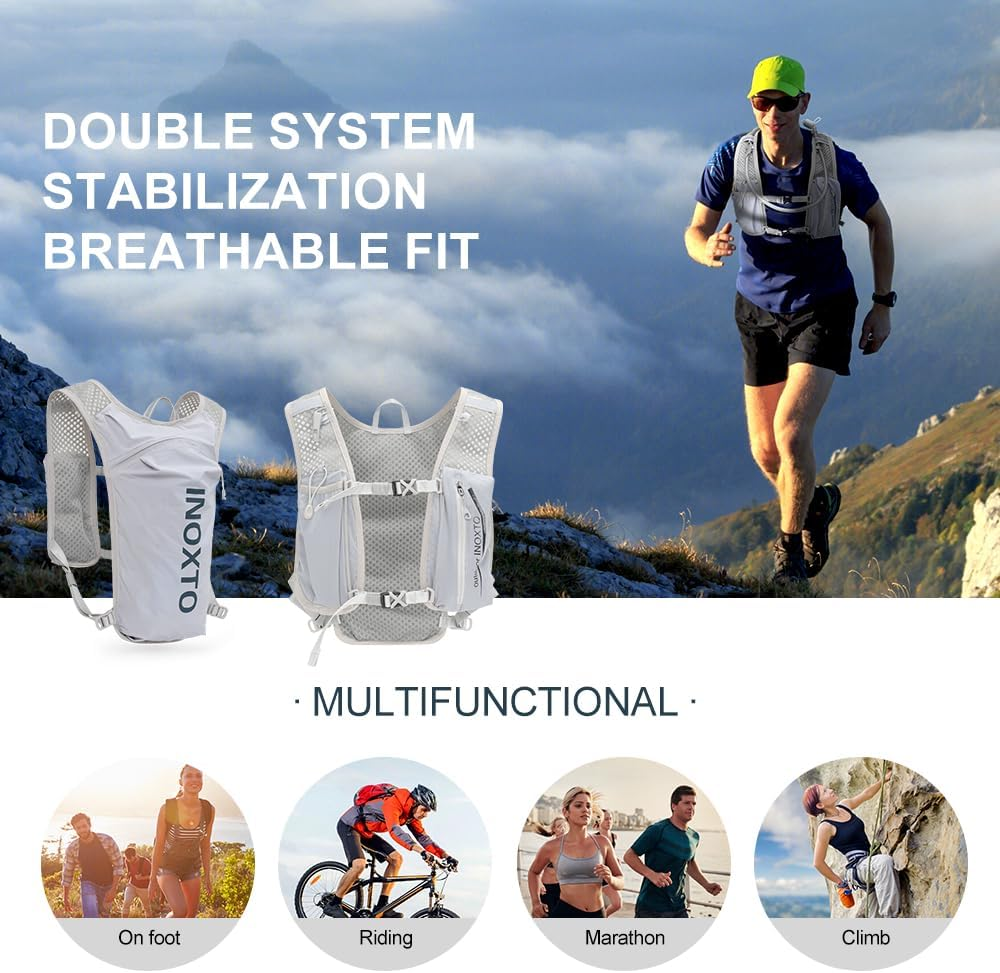 INOXTO Running Backpack, 5-Liter Lightweight Hydration Bag for Outdoor Hiking Cross Country Marathon Cycling Competition Mountaineering Water Bag Backpack for Men image number 1