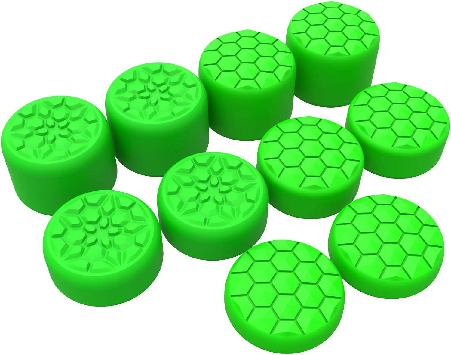 Green Ergonomic Stick Caps Thumb Grips for Steam Deck LCD & OLED, for PS Portal Remote Player - with 3 Height Convex and Concave - Diamond Grain & Crack Bomb Design, Set of 10 image number 1