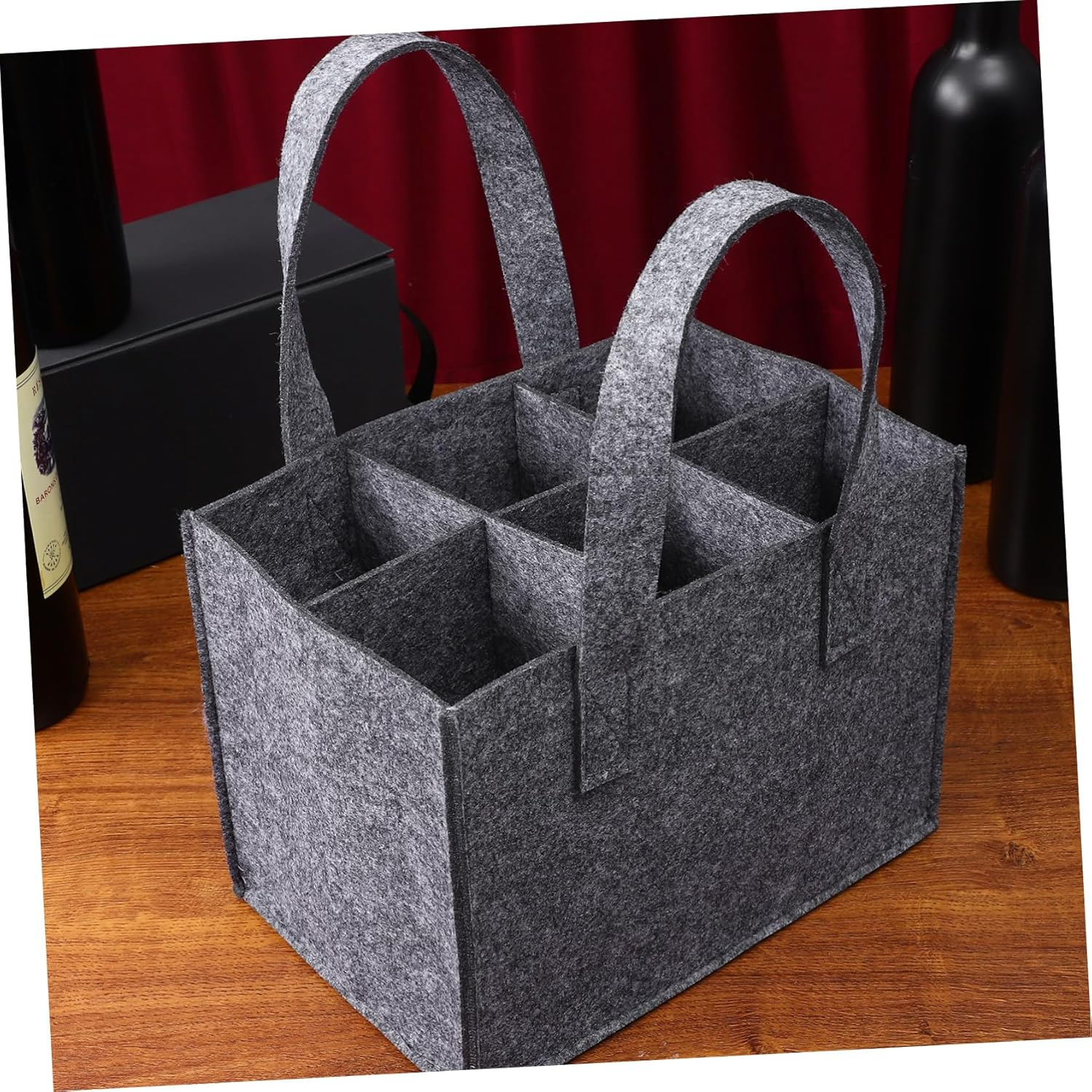 ORFOFE 4Pcs Felt Bottle Carrier Bag Reusable Wine Tote with Divider for Bottles Portable Handbag for Travel Camping and Picnics Versatile Storage and Shopping image number 3