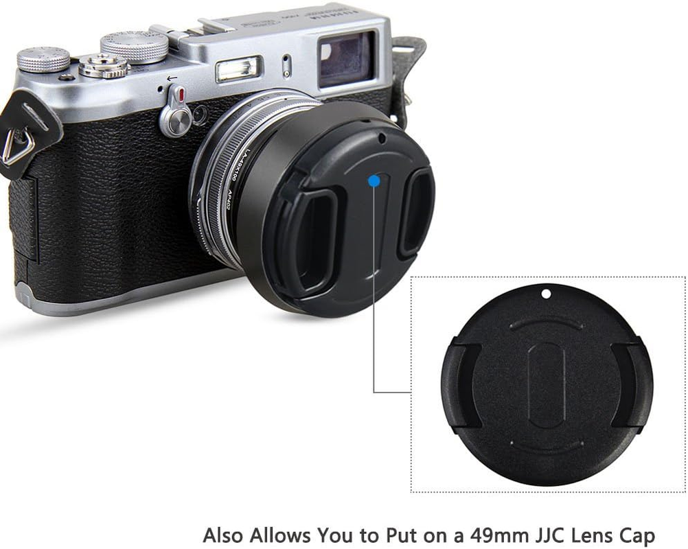 JJC Aluminium Alloy LH-X100 Lens Hood Shade Protector with Adapter Ring for Fujifilm Fuji X100VI X100V X100F X100T X100S X100 X70 Camera, Replaces LH-X100 Lens Hood & AR-X100 Adapter Ring - Black