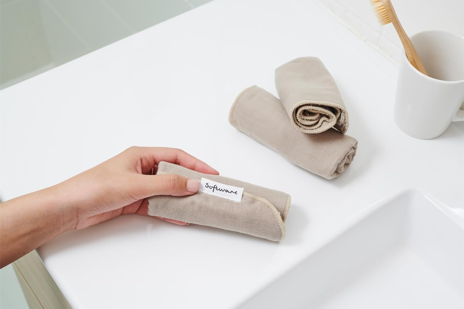 Software Cloth Face Cotton 3Pk | Soft & Breathable Cotton Face Cloths | Reusable & Eco-Friendly | Ideal for Daily Use, Skincare & Makeup Removal image number 3