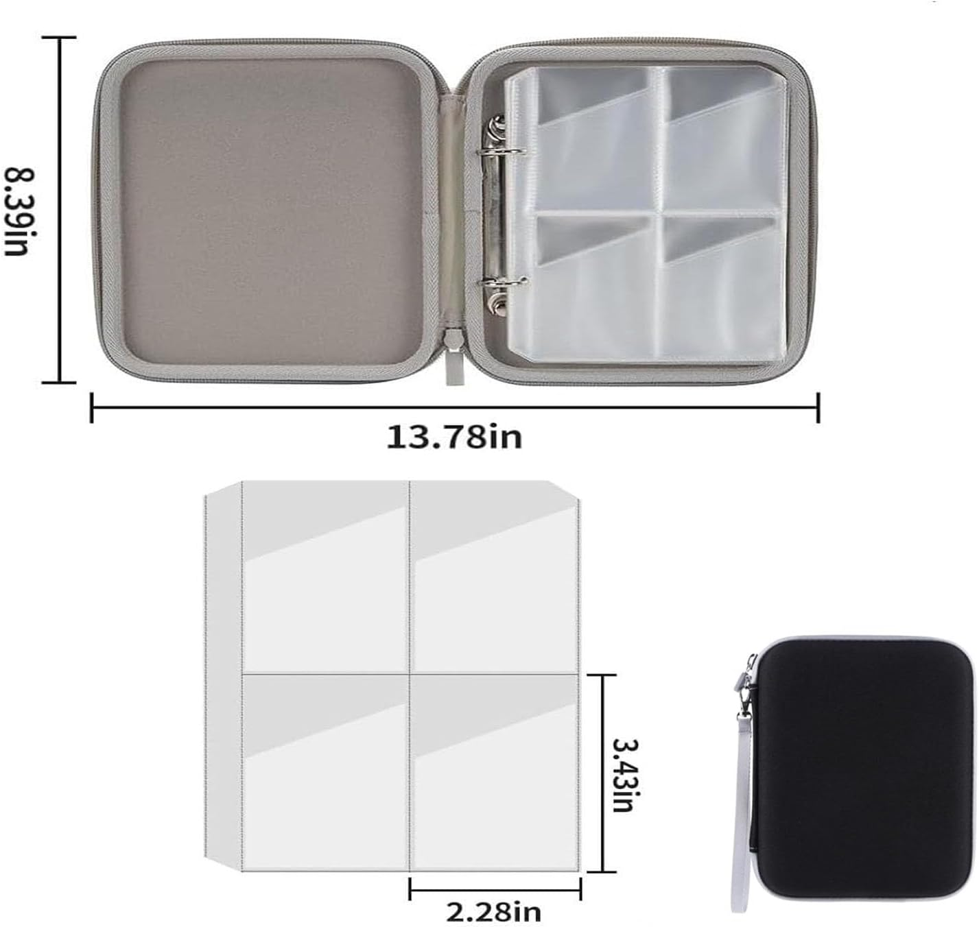 Limcryspp Holder, Portable and Soft Design, 80-Compartment Storage Holder, Photo Album Protective Case, Suitable for Ring-Free Game Card Trading, Protection and Organization (Black) - Dark Blue image number 3