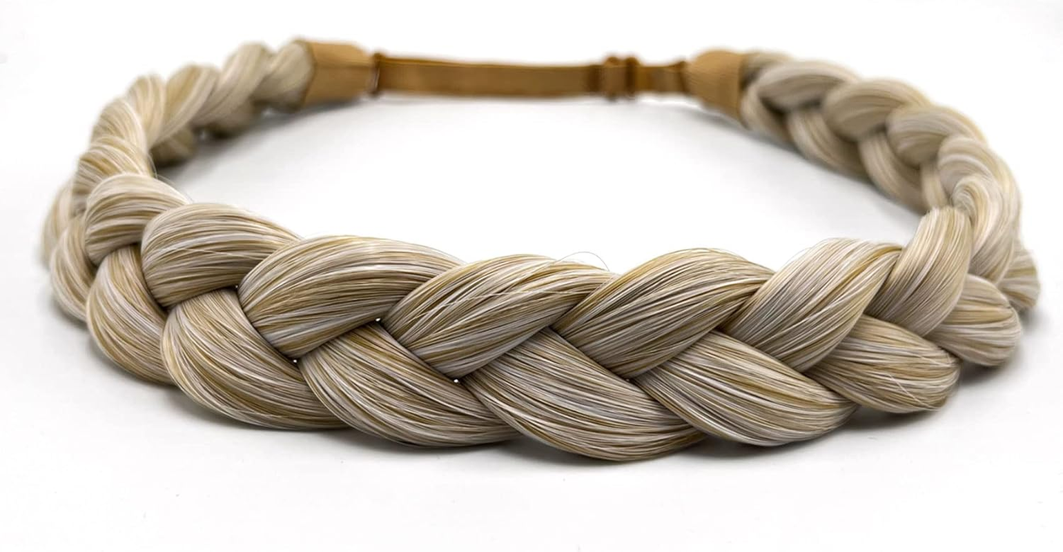 TOECWEGR Braid Headband 3 Strands Synthetic Braided Hair Headbands Stretch Plaited Hair Headbands Hairpiece Fashion Girl Costume Hair Accessories