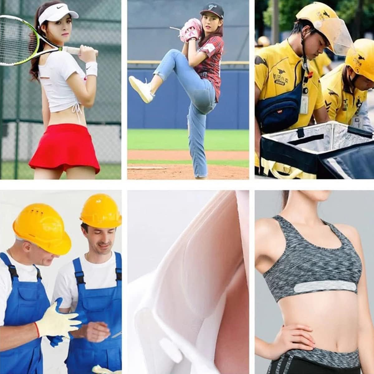 ZUJIACUN 60 Pieces Hat Sweat Liner for Cap Absorbent Sweat Shields Pad for Hats Strips Black and White for Women Men image number 3