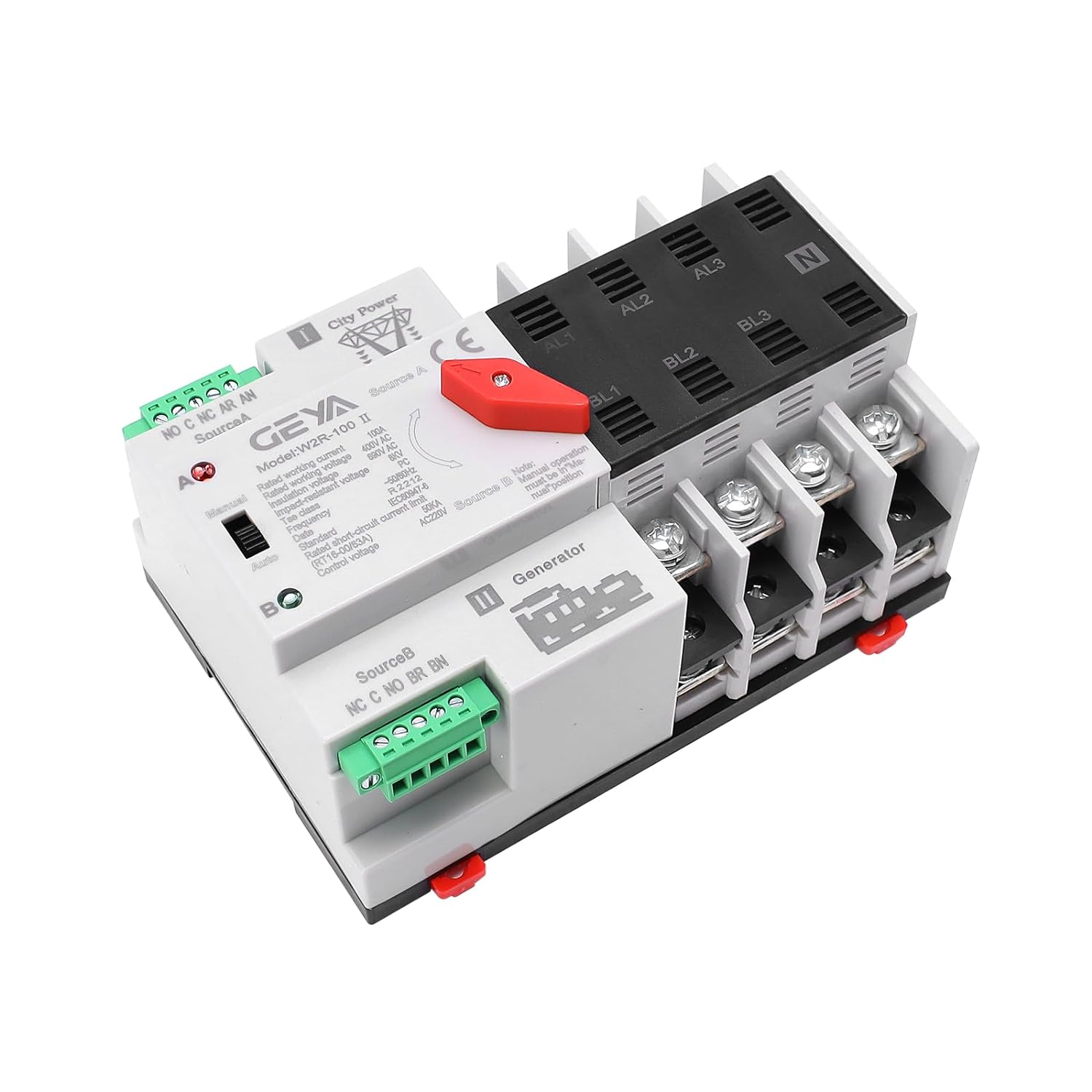 GEYA Mini ATS Dual Power Automatic Transfer Switch Electrical Selector Switches Uninterrupted Power Din Rail(2Pole 25A AC220V)