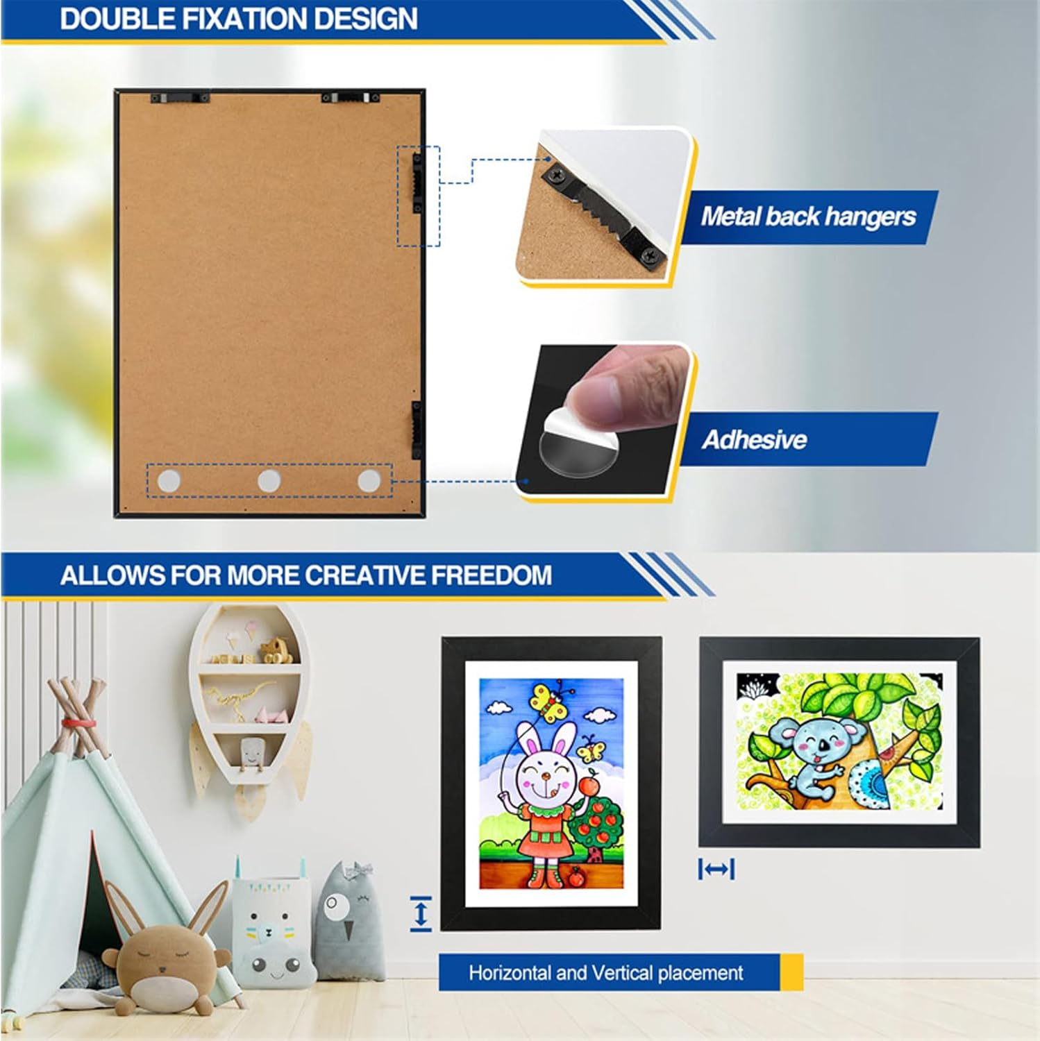 Tinyso A4 Kids Art Frame Front Opening,Children Artwork Picture Display Frames,Children Art Projects Picture Stroage Artwork Display Wall Art Frames Hold up to 150 Artworks for Kids Drawings Crafts Table Ornaments Decor (White) image number 6