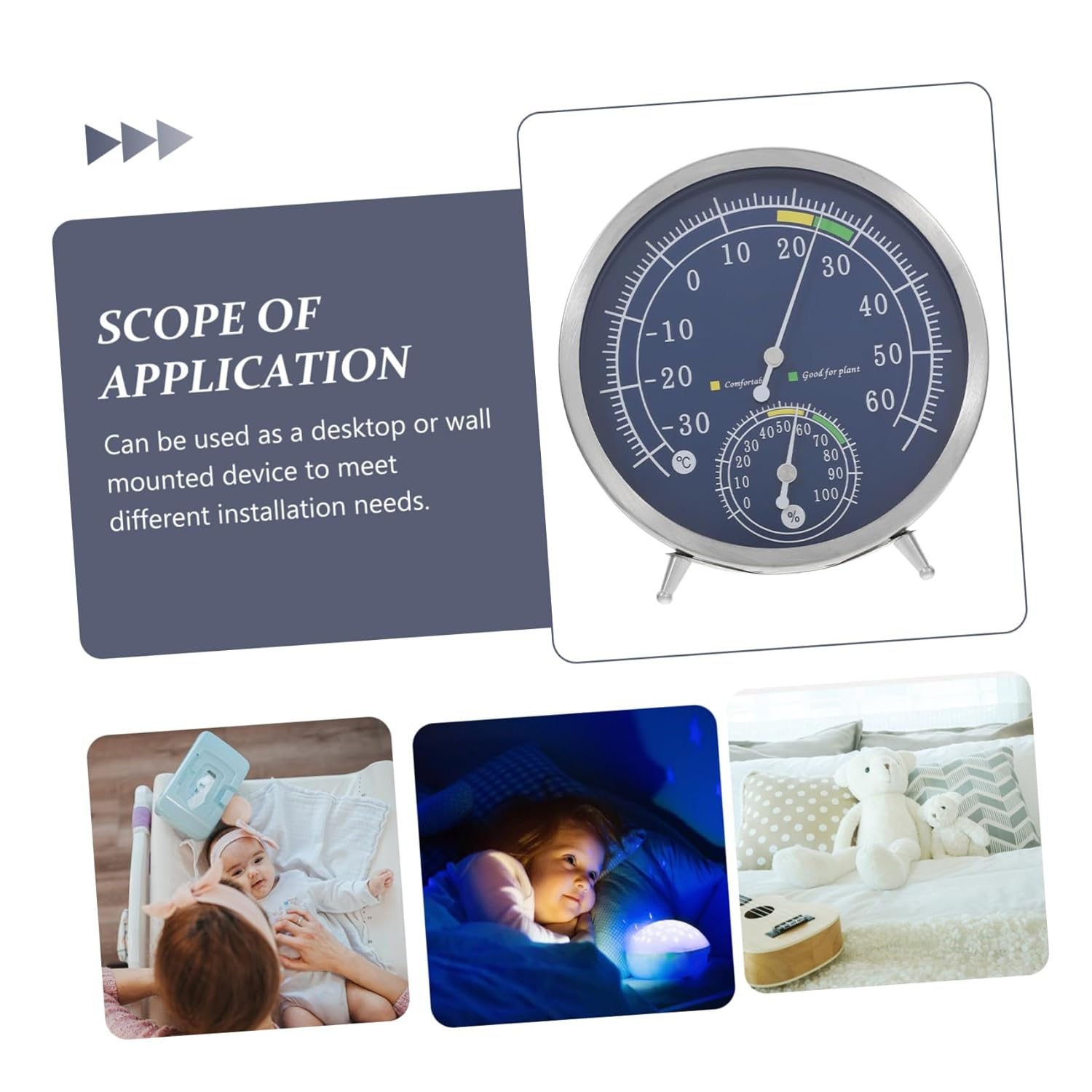 UPKOCH Stainless Steel Analog Thermohygrometer for Sauna and Outdoor Use High Precision Temperature Humidity Gauge with Flexible Wall Mount and Freestanding Options Suitable For