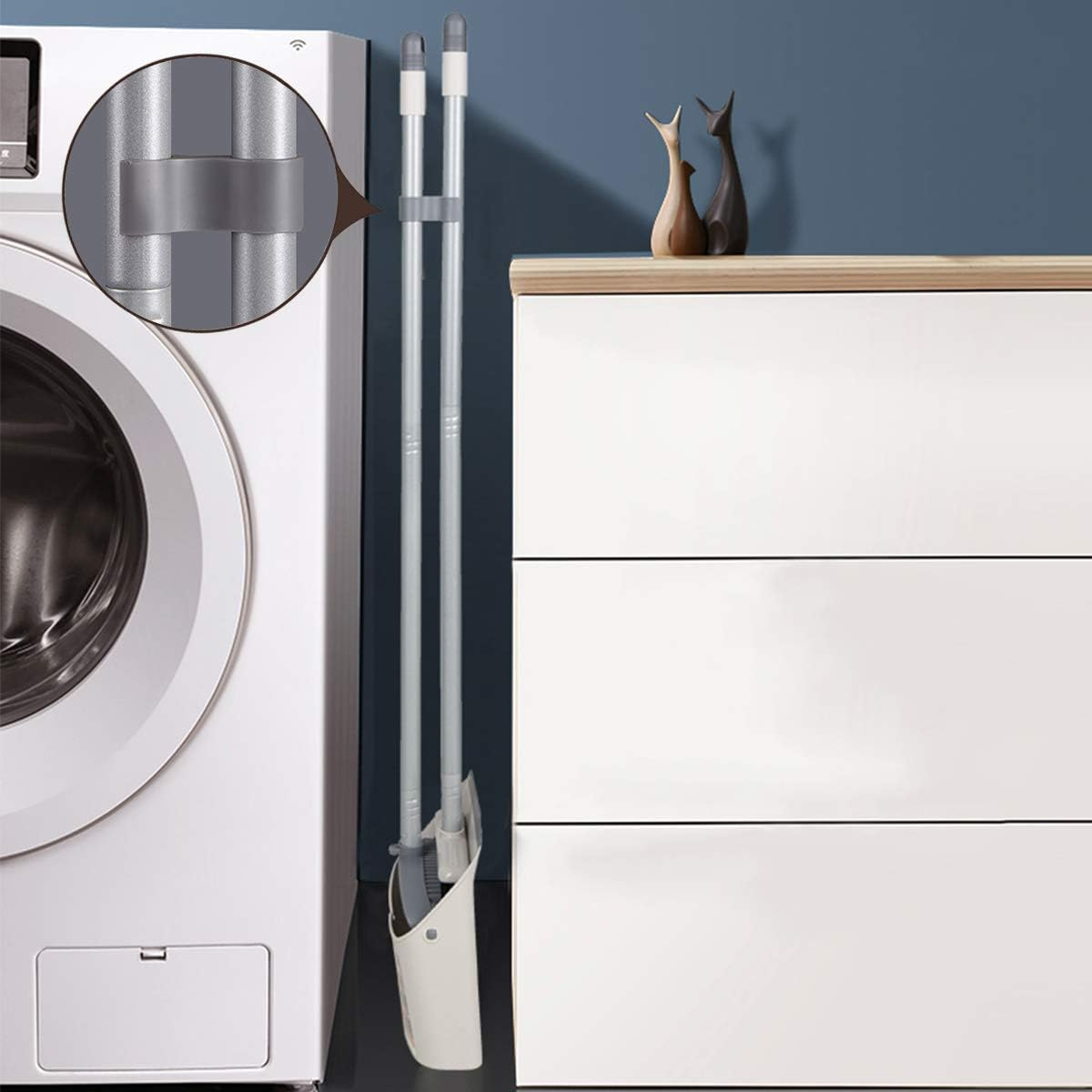 BOOMJOY Broom and Dustpan Set, Long Handle Stand up Store Indoor Outdoor for Home Kitchen with Broom Holder image number 4