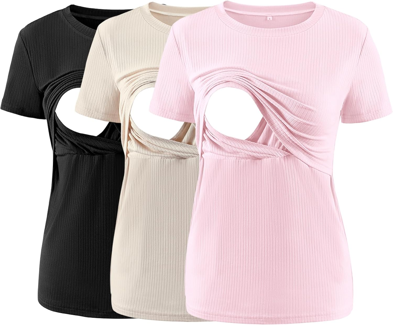 Liu Qu Women'S Maternity Nursing Dress Short Sleeves Lounge Dress for Breastfeeding with Pockets