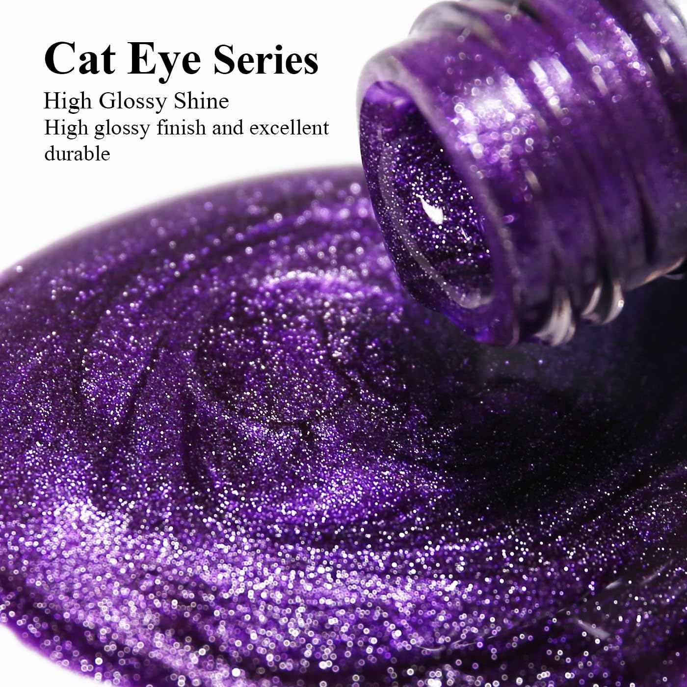 Imtiti Cat'S Eye UV Gel Nail Polish - 15 Ml Purple Glitter Holographic with Magnet - LED Magnetic Galaxy Glitter DIY Manicure Nail Salon - Neon Red image number 5
