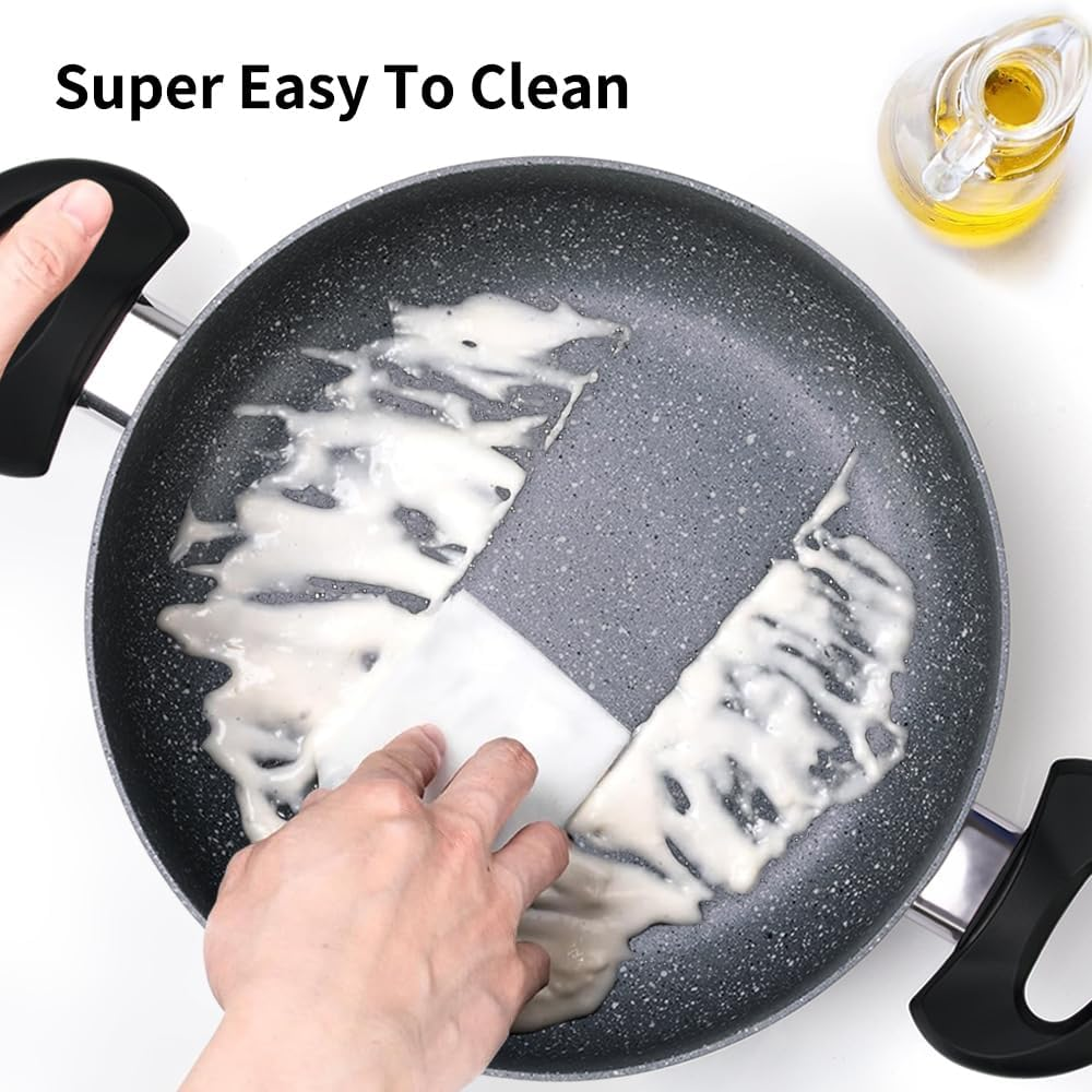 RELICE Non Stick Pot Cooking Stock Pots Saucepan Multipurpose Cast Cookware Set Pan with Strainer Glass Lid 4.4 Qt Two-Handled for Soup Noodle, Induction Comptable, PFOA Free 2025 New 24CM (4.2L) image number 1