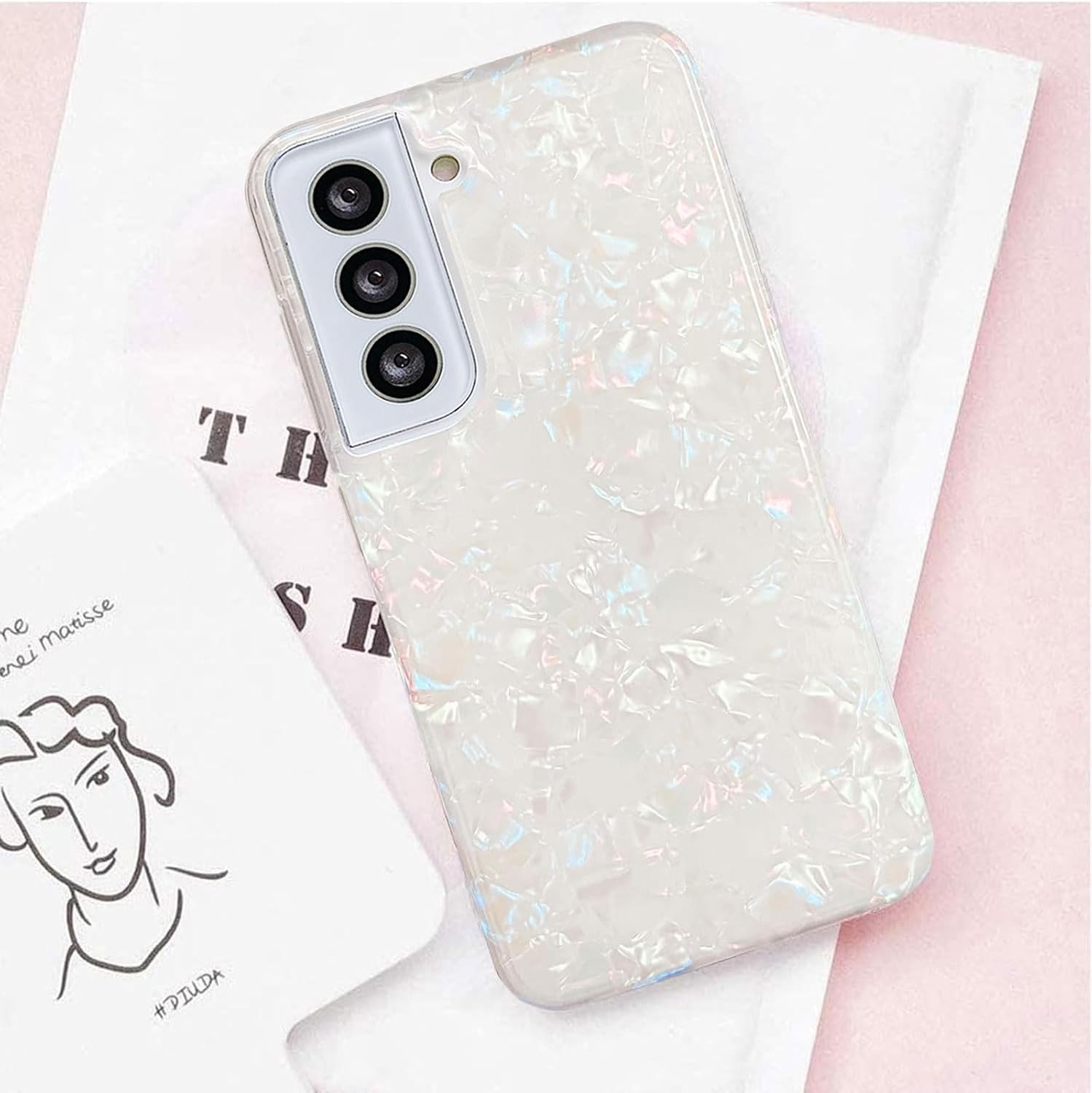J.West Galaxy S22 Case 5G 6.1-Inch, Luxury Sparkle Glitter Translucent Clear Colorful Opal Pearly Thinfoil Design Shiny Print Soft Silicone Cover for Women Girls Slim TPU Protective Phone Case - Colorful image number 2