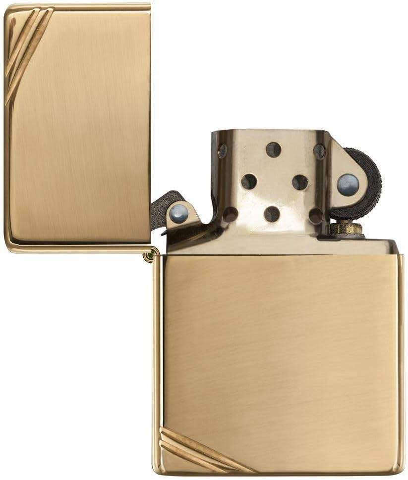 Zippo Vintage High Polish Brass Pocket Lighter with Slashes Pocket Lighter image number 6