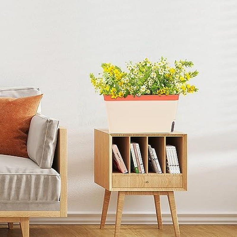 Self Watering Plant Pots, Set of 3 Rectangular Windowsill Herb Planter Box with Visual Water Level Window, Modern Plastic Herb Flower Pots for Indoor Outdoor Garden Balcony Planters image number 3