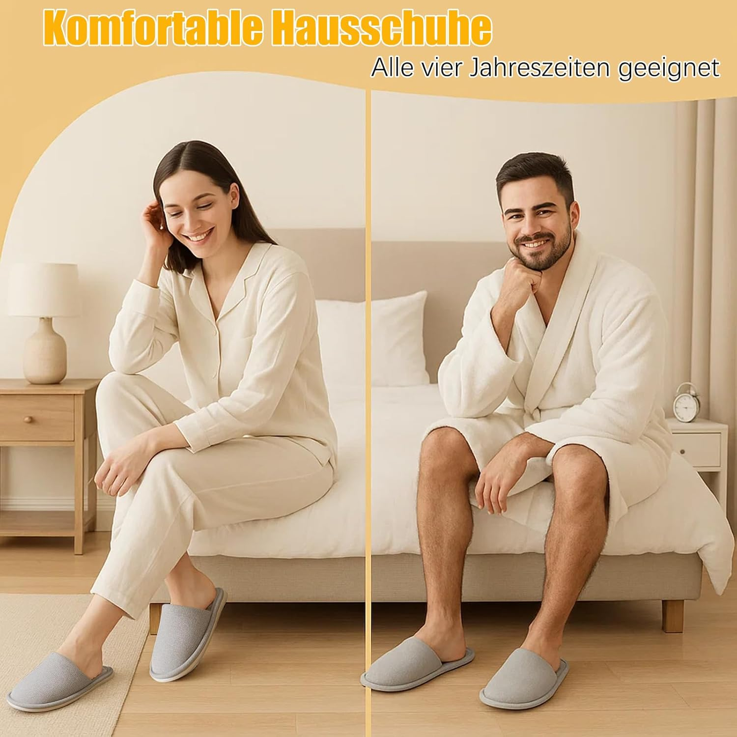 Bbiurer 2 Pairs Hotel Slippers, Non-Disposable Travel Slippers, Plush Pull Velvet Hotel Slippers image number 4