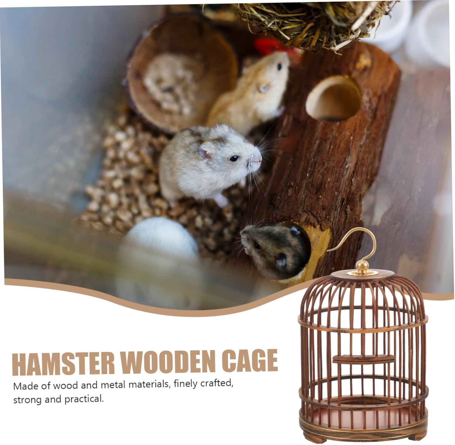 FUNOMOCYA Birdcage Pet Cage Small Animal Cages Retro Decor Cages for Small Animals Vintage Bird Cage Wood Vintage Decor Out Door Decor Wood Trim Wooden the Bird'S Nest Outdoor Wood Birdcages image number 1