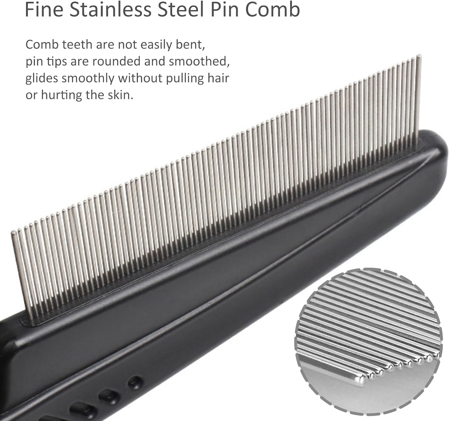 Fine-Tooth Dandruff Comb, Durable Stainless Steel Dandruff Removal, Professional Hair Styling Tool for Adults and Kids (Black+Red) image number 3