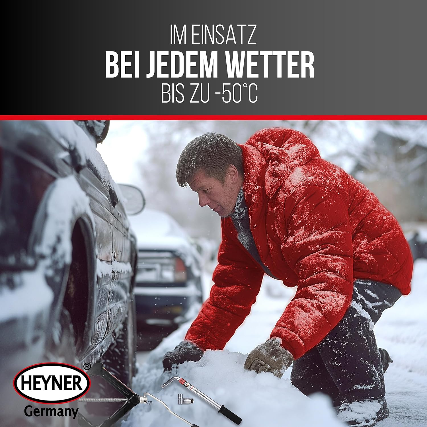 HEYNER&reg; Wheel Brace Wrench Car 2 Universal Inserts 17/19 Mm 21/23 Mm