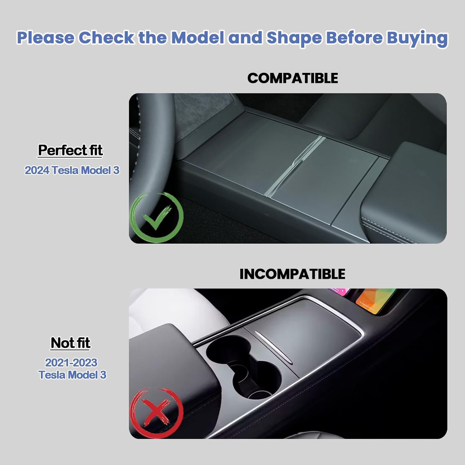 Center Console Organizer Compatible with 2024 2025 Tesla Model 3/ New Model Y Juniper Highland Armrest Storage Box and Front Hidden Cubby Drawer Tray Interior Accessories (Center Console Tray) image number 1