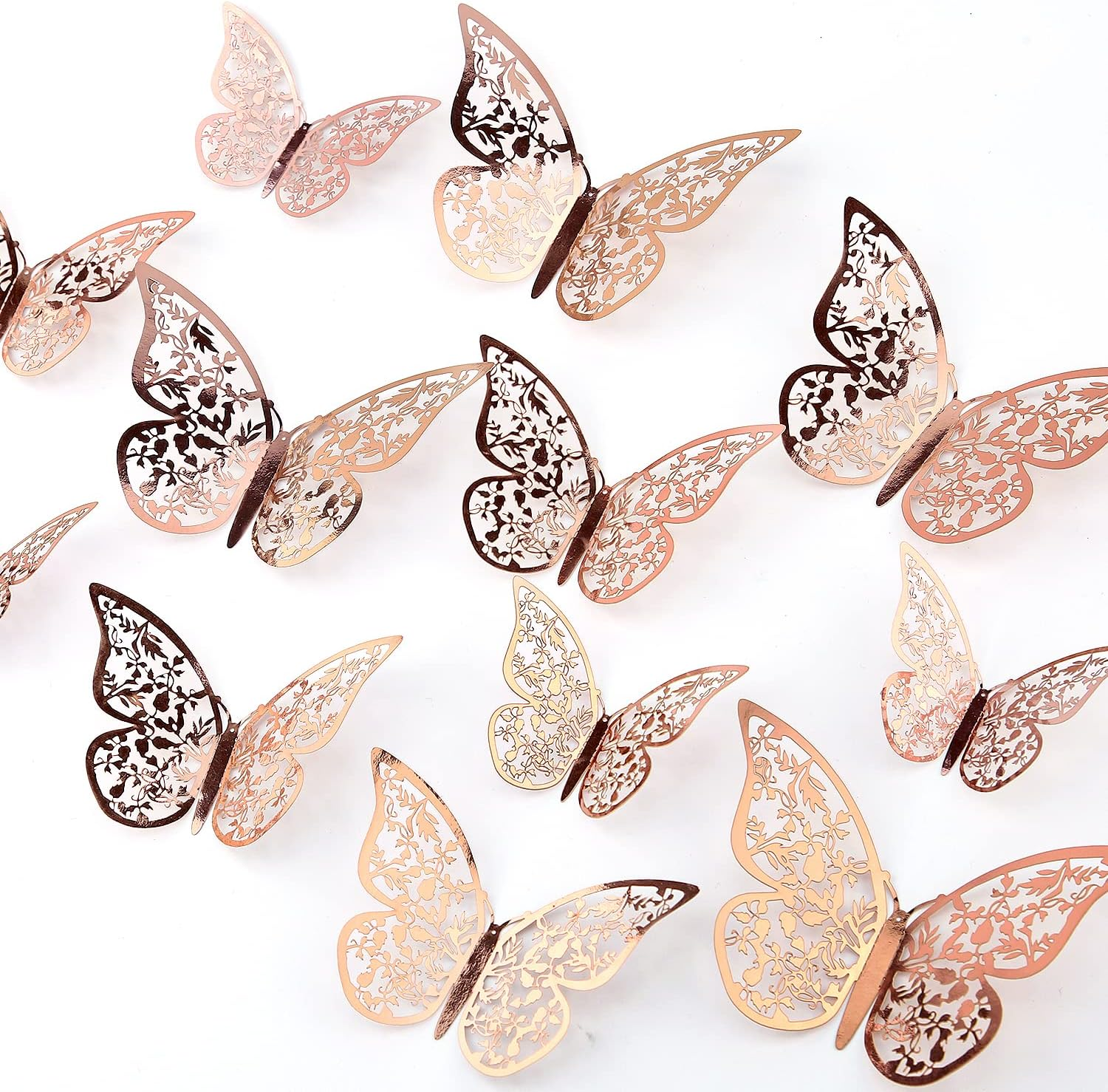 AIEX 24Pcs 3D Butterfly Wall Stickers 3 Sizes Butterfly Wall Decals Room Wall Decoration for Bedroom Party Wedding Decors(Rose Gold) image number 4