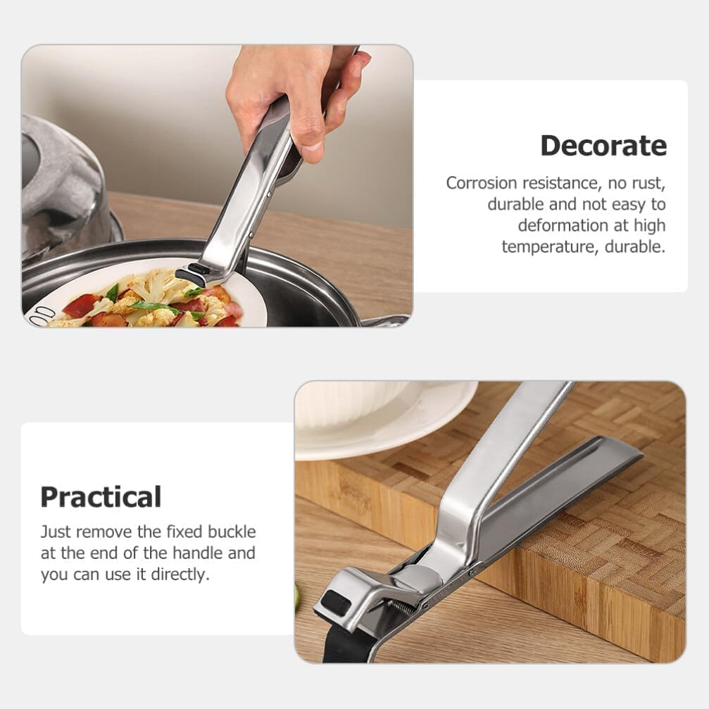 Stainless Steel Anti-Scald Bowl Clip Gripper Hot Plate Tongs for Safe Handling of Hot Dishes Kitchen Gadget for Moving Pots and Plates (Silver, One Size) image number 4