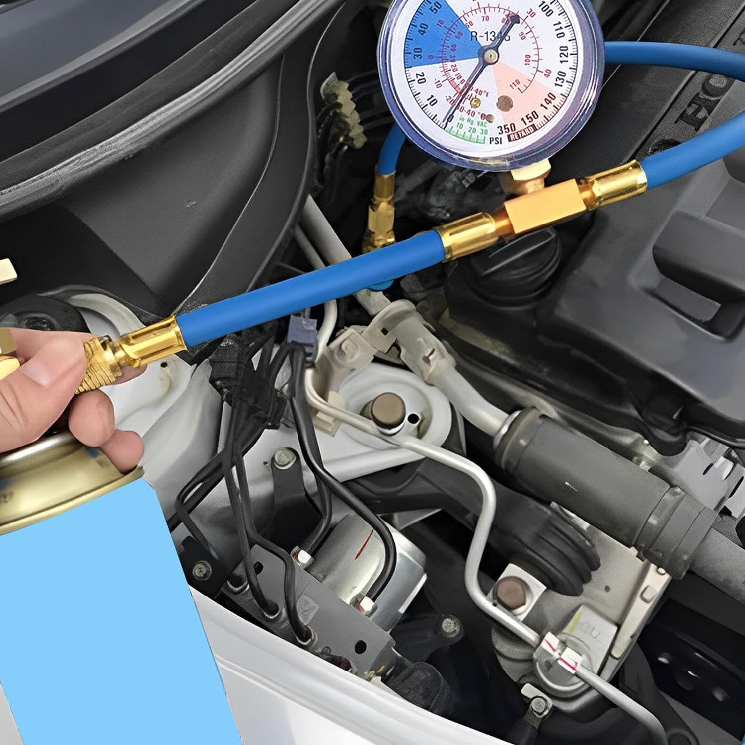 1 Pc Freon Charger for Car - Ac Manifold Gauge Set, Air Conditioner Refrigerant Tool | Recharge Hose with Pressure Gauge, Ac Refrigerant Charge Hose Kit for Car Ac Air Conditioning Refrigerant image number 3