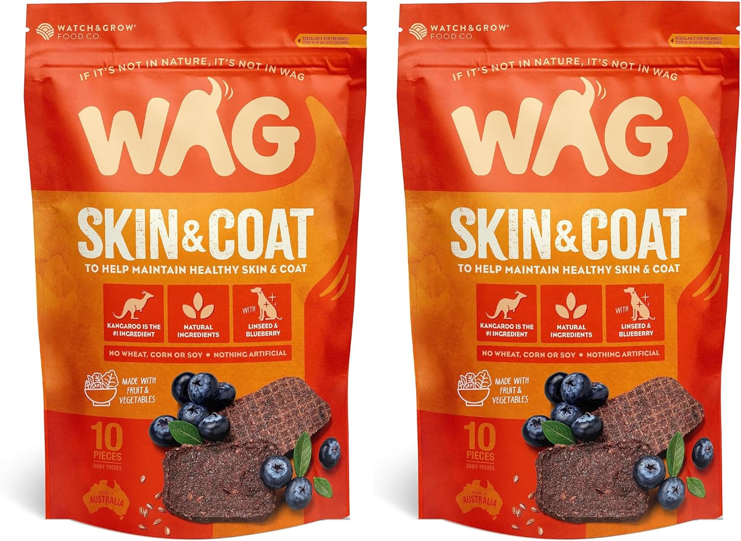 Wag Kangaroo Flavour Jerky, Skin & Coat Support, All Natural Dog Treats, 10 Pieces image number 5