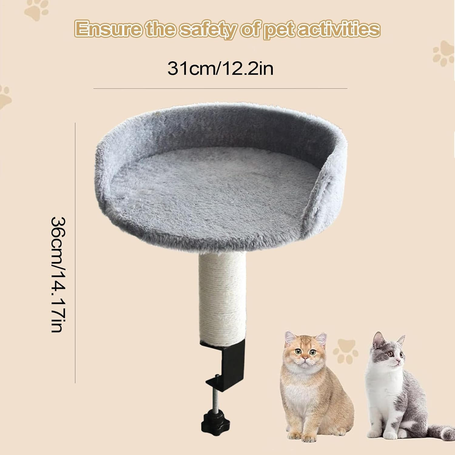 Cat Perch for Desk Detachable,Cat Bed Attachment to Desk | Comfortable Soft Pad for Cats Kittens Apartment Living Room Bedroom Home Indoor Pets Animals image number 4