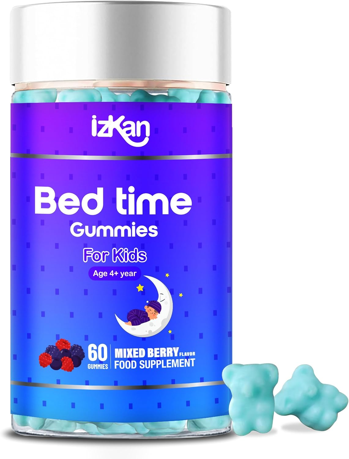 Bed Time Gummies for Kids with Magnesium Lemon Balm Chamomile Extract Glycine Chewable Sleep Supplement |Restful Sleep| |Calm Mood| Vegan 60 Gummies |Berries Flavour| (60 Gummies, Mixed Berry) image number 3