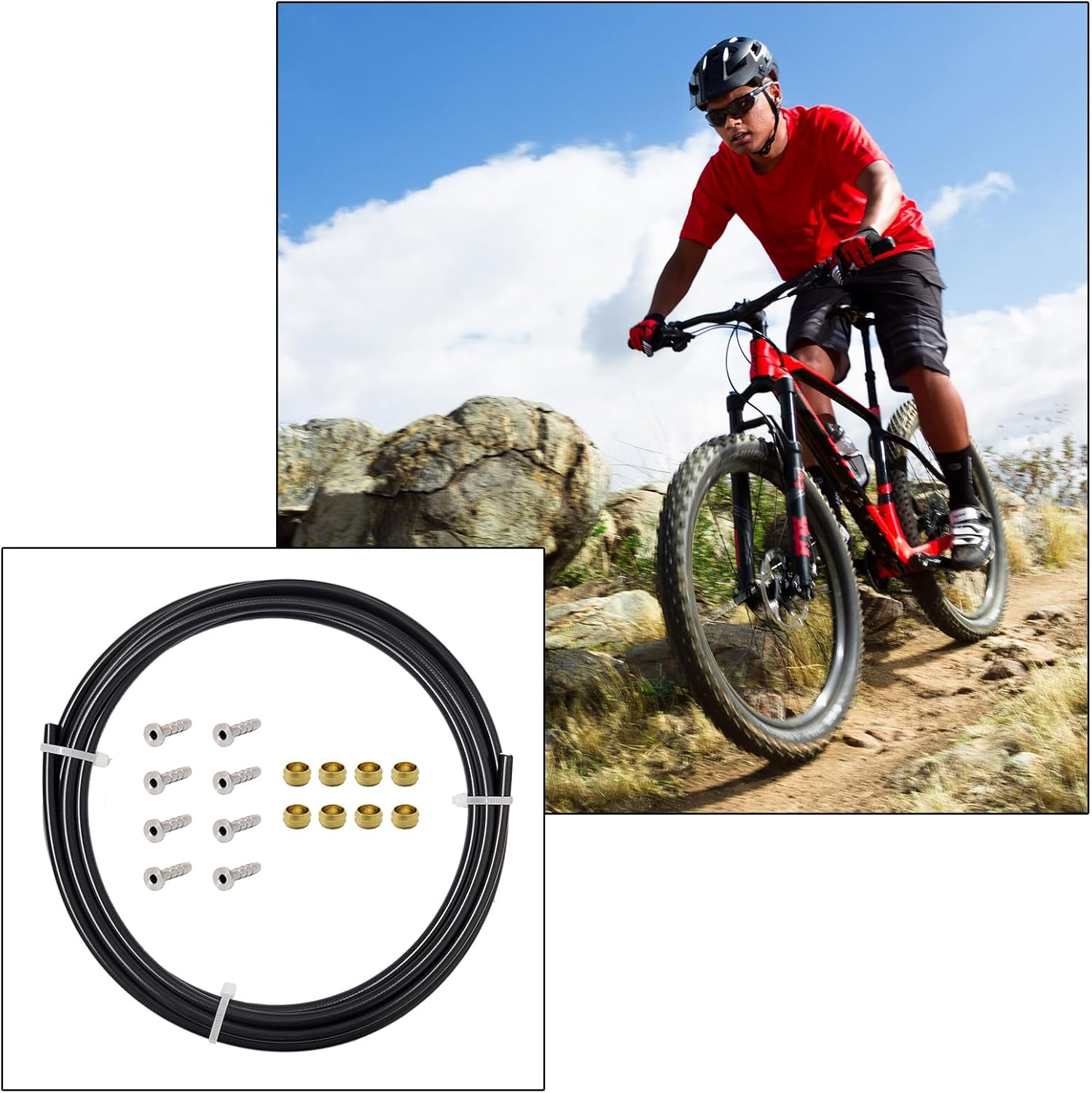 Hydraulic Disc Brake Hose Repair Kit 3 Meters Hose Olive Inset Compatible with BH90 MTB Bike Brake image number 1