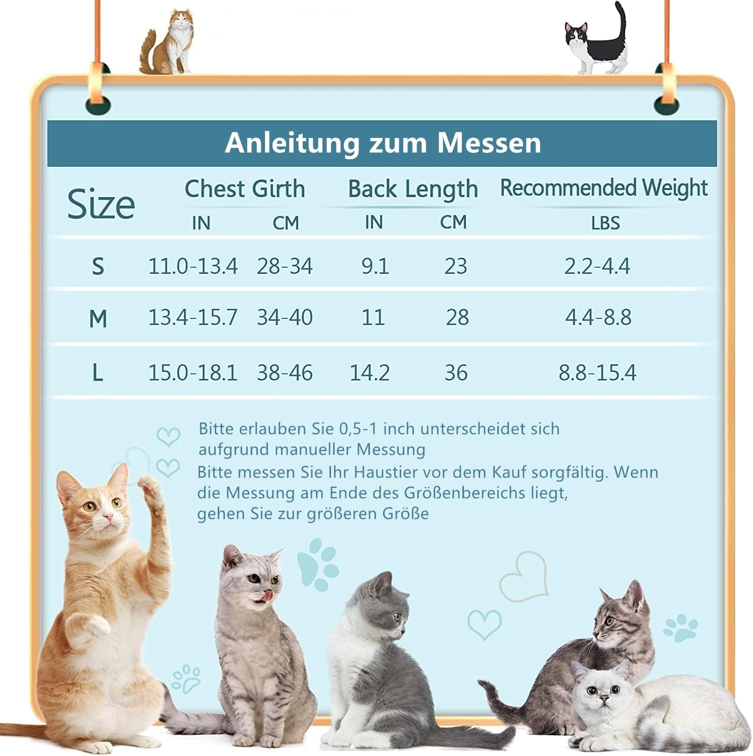 Voarge Recovery Suit Cat, Cat Bodysuit after Op, Anti-Licking, Prevent Licking after Surgery, Weaning and Keep Warm Recovery Cloth Suit for Cats Dogs (M, Blue)