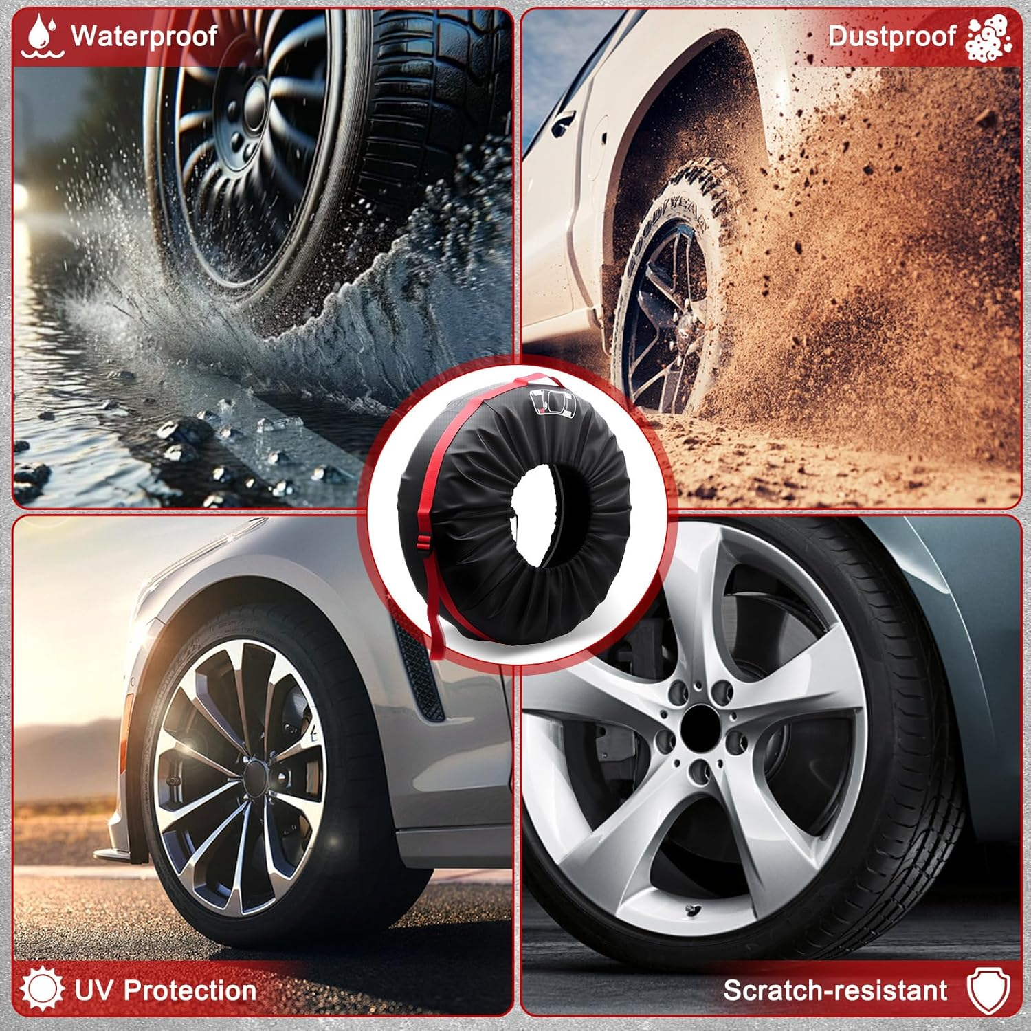 Avutrel Tyre Bags, Set of 4, 19-23 Inch Universal Wheel Cover, Rim Protection, Waterproof, Dustproof, Tyre Storage, Motorhome, for Cars Such as Large Suvs image number 2