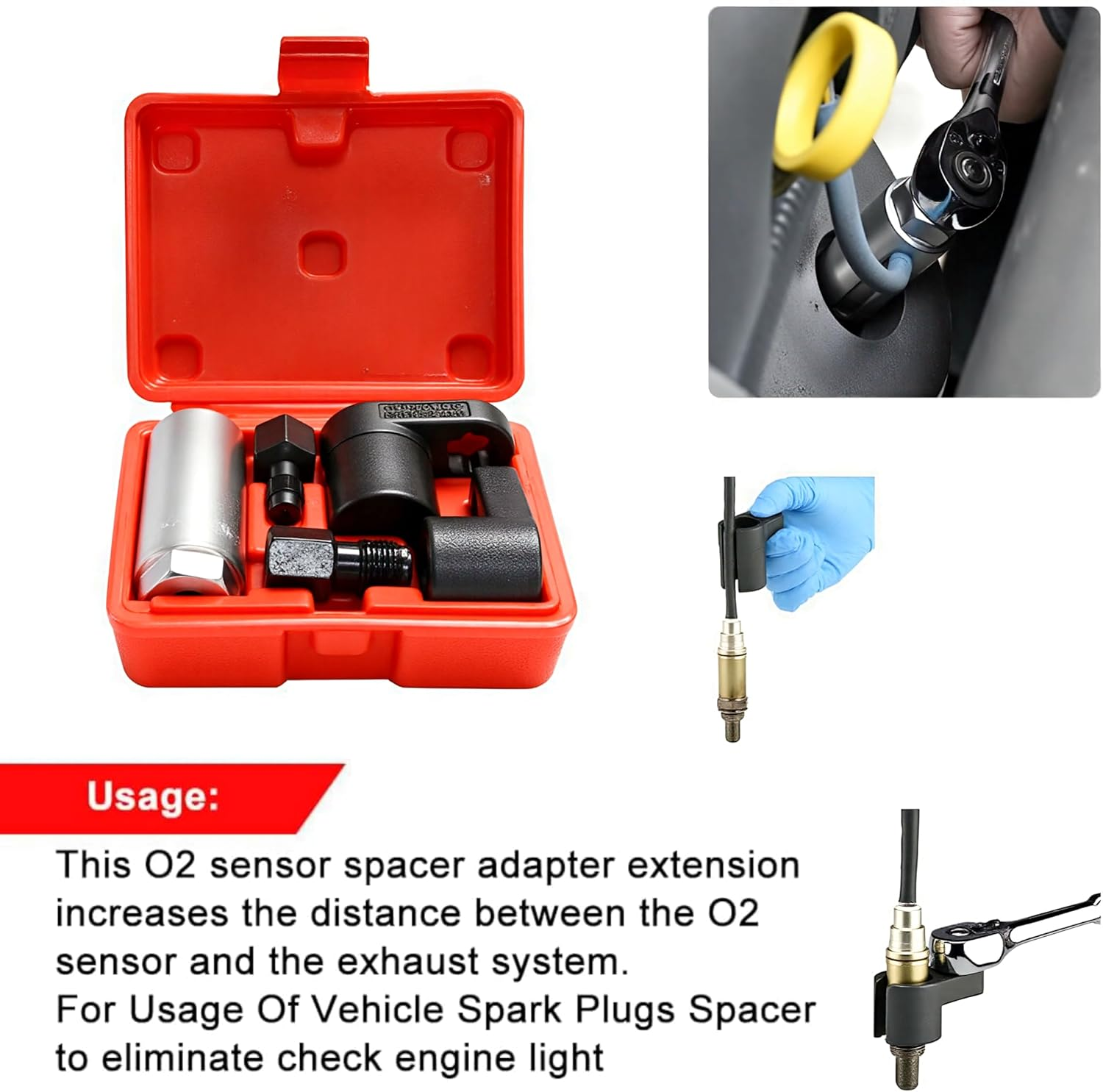 Oxygen Sensor Socket A7841F-FBA Offset Wrench Remover Tool and Thread Chaser Set 5 PCS Set image number 4