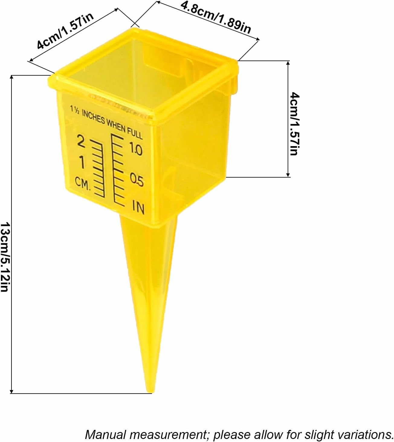 10 Piece 1.5 Inch Plastic Sprinkler Gauge, Rain Gauges Reusable Water Measuring Tool for Outdoor Garden Lawn Backyard, Yellow image number 4