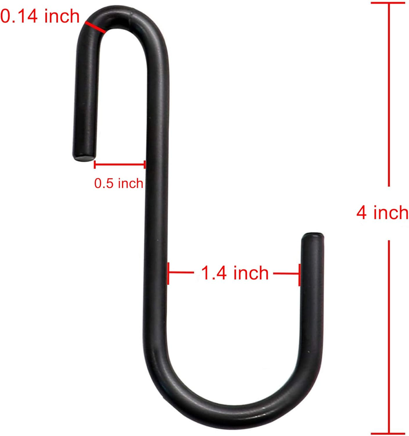 Yourgift Heavy Duty S Hooks Metal Hooks S Shaped Hanging Hangers for Kitchen, Bathroom, Bedroom and Office: Pan, Pot, Coat, Bag, Plants (20 Pcs/Black/4 Inch) image number 2