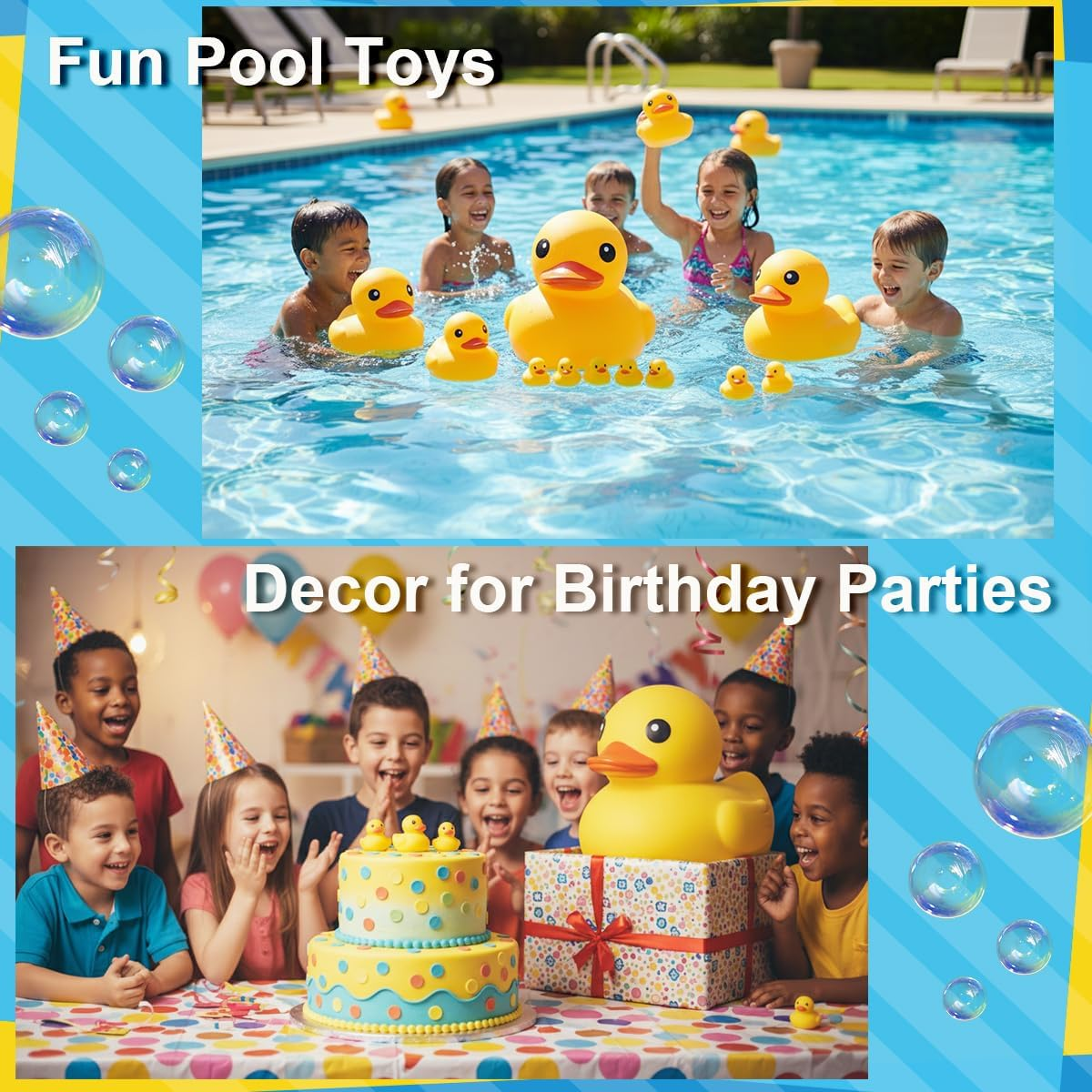 10 Pcs Waterproof No Bebe Noise 3 Inch Rubber Funny Yellow Duck/Duckies Bath/Pool/Water Float Toy Stuffed with Sealed Plug without Hole with No Hole for Kids in Bulk for Birthday Party Cake Topper,Au