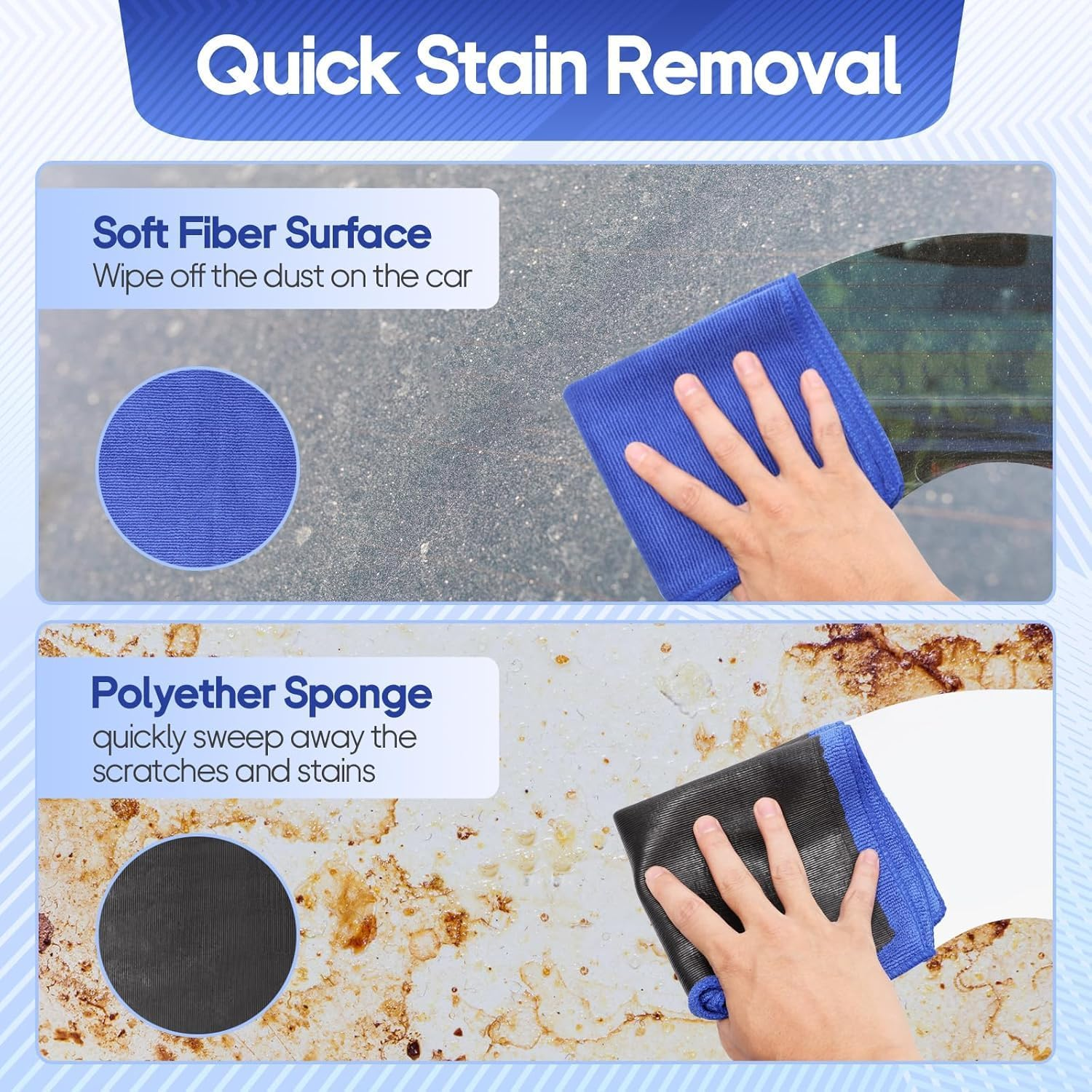 Car Clay Bar Towel Cloth, Car Clay Decontamination Mitt Towel, 2-Piece Set, Auto Care Clays Mitt Towel, Reusable Vehicle Washing Clays Towels Polishing Rags for Cars image number 3