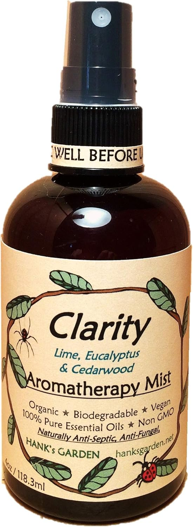 CLARITY Aromatherapy Body and Room Spray Mist - Lime, Eucalyptus & Cedarwood Essential Oils - Organic, Cruelty Free, Vegan, Biodegradable, Non GMO (4 Oz Refill)