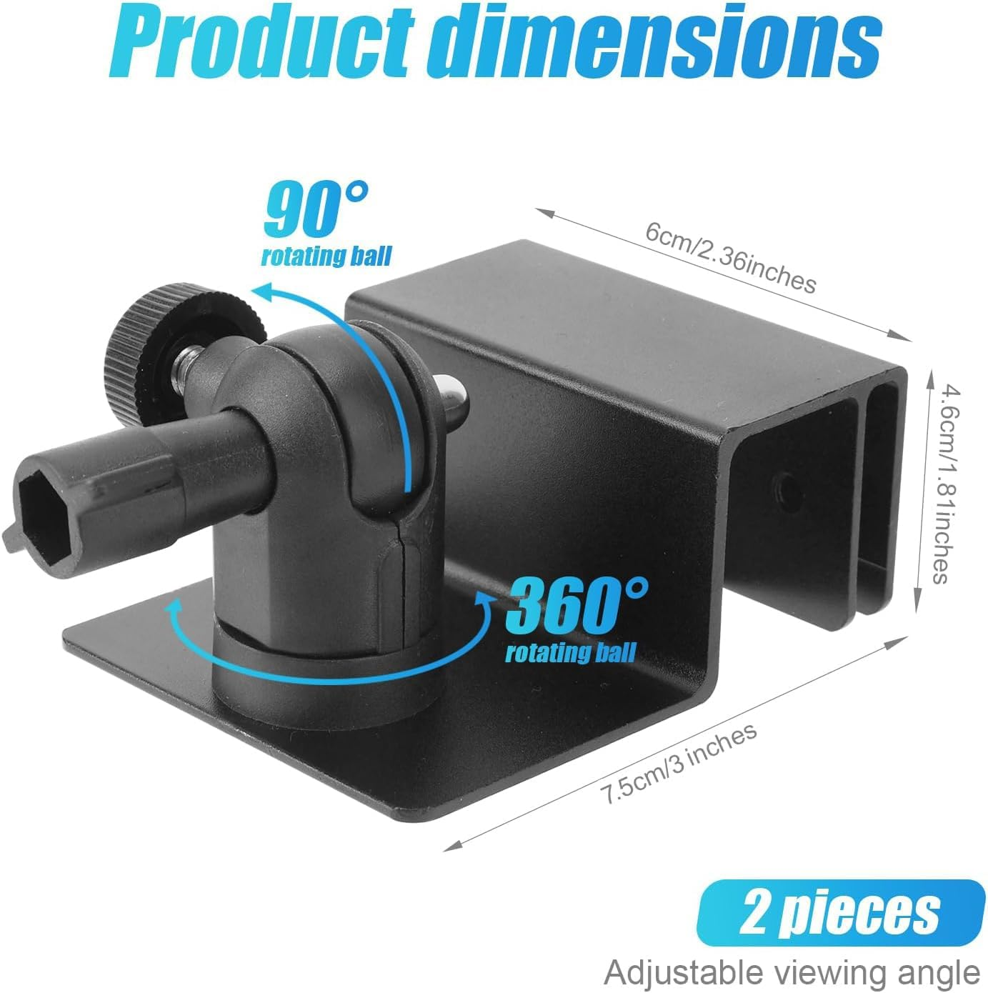 2Pcs Gutter Mount for Security Camera, White Black 360&deg; Adjustable Security Camera Bracket Compatible with Eufy Solocam S220/C210, Eufycam 2C/2C Pro, 3/S330, 2/2 Pro, 3C/S300 image number 6