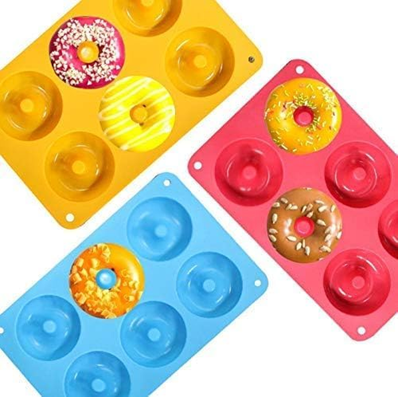 4 Pcs Silicone Donut Pan Molds, Betterjonny 6 Cavity Food Grade Non-Stick Baking Tray Maker Pan for Perfect Shaped Doughnuts Cake Biscuit image number 5