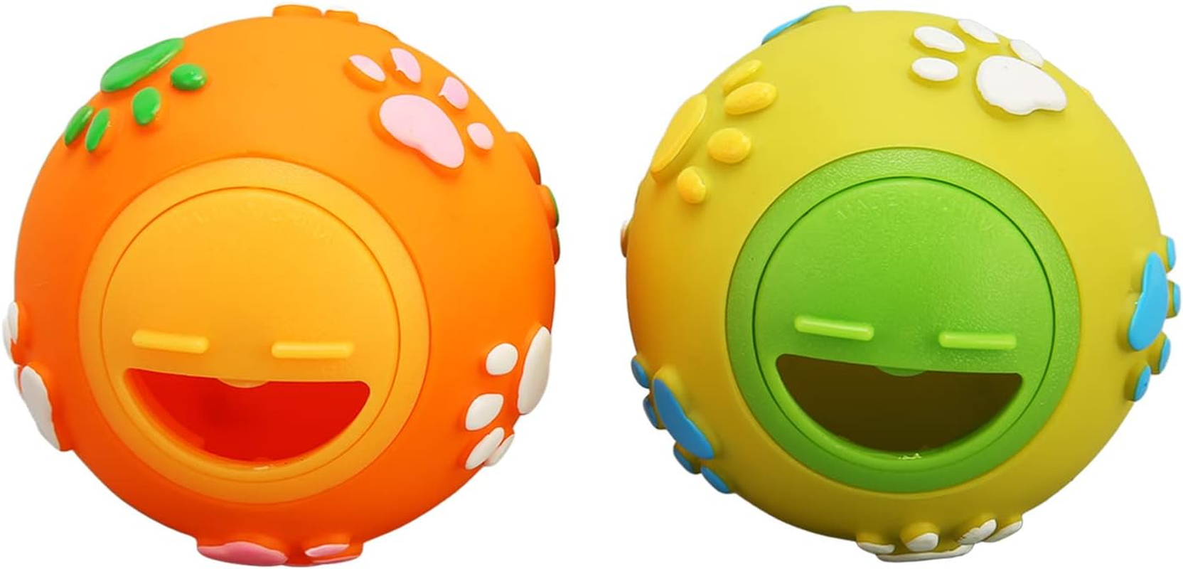 EVTSCAN Squeaky Dog Chew Ball Toy, Dog Treat Dispensing Ball, Puppy Chew Toys for Teething, Puppy Behavioral Training Aid Toy Dog Stuff image number 1