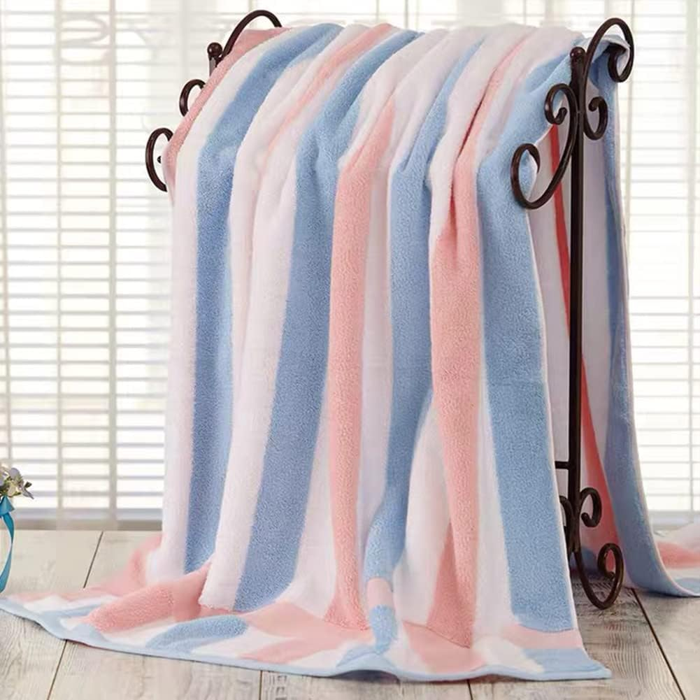 DUUKOA Bath Towel Large Thick Cotton Bath Sheets Household Beach Swimming Pool Towels Absorbent 35X71 Inch（90X180 Cm） (Light Blue)