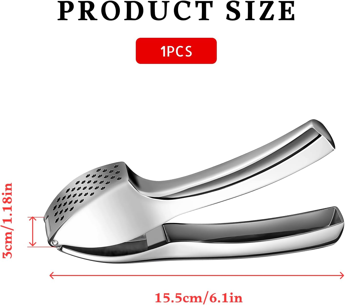 Premium Stainless Steel Garlic Press No Peel Required Detachable Handle Garlic Mincer Crusher, Rust-Proof Dishwasher Safe for Fine Mincing image number 2