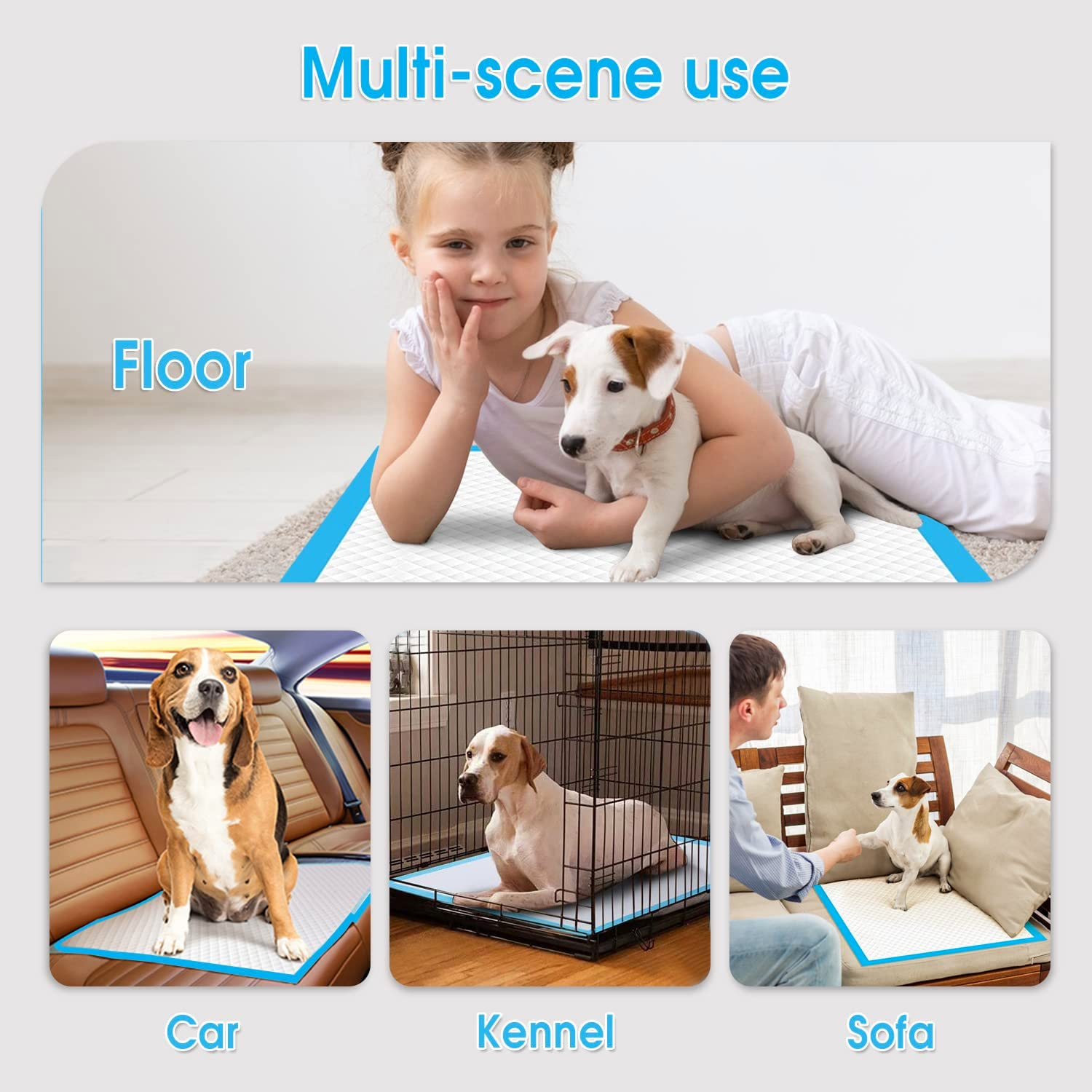 Fandcy Large Dog Pee Pads 100-Count, 60X60Cm Thicken Disposable Dog Training Pads, Super Absorbent Pee Pads for Puppy Dog Doggie, Leak-Proof Piddle Pads for Indoor, Outdoor Use (1Pack-100Count) image number 4