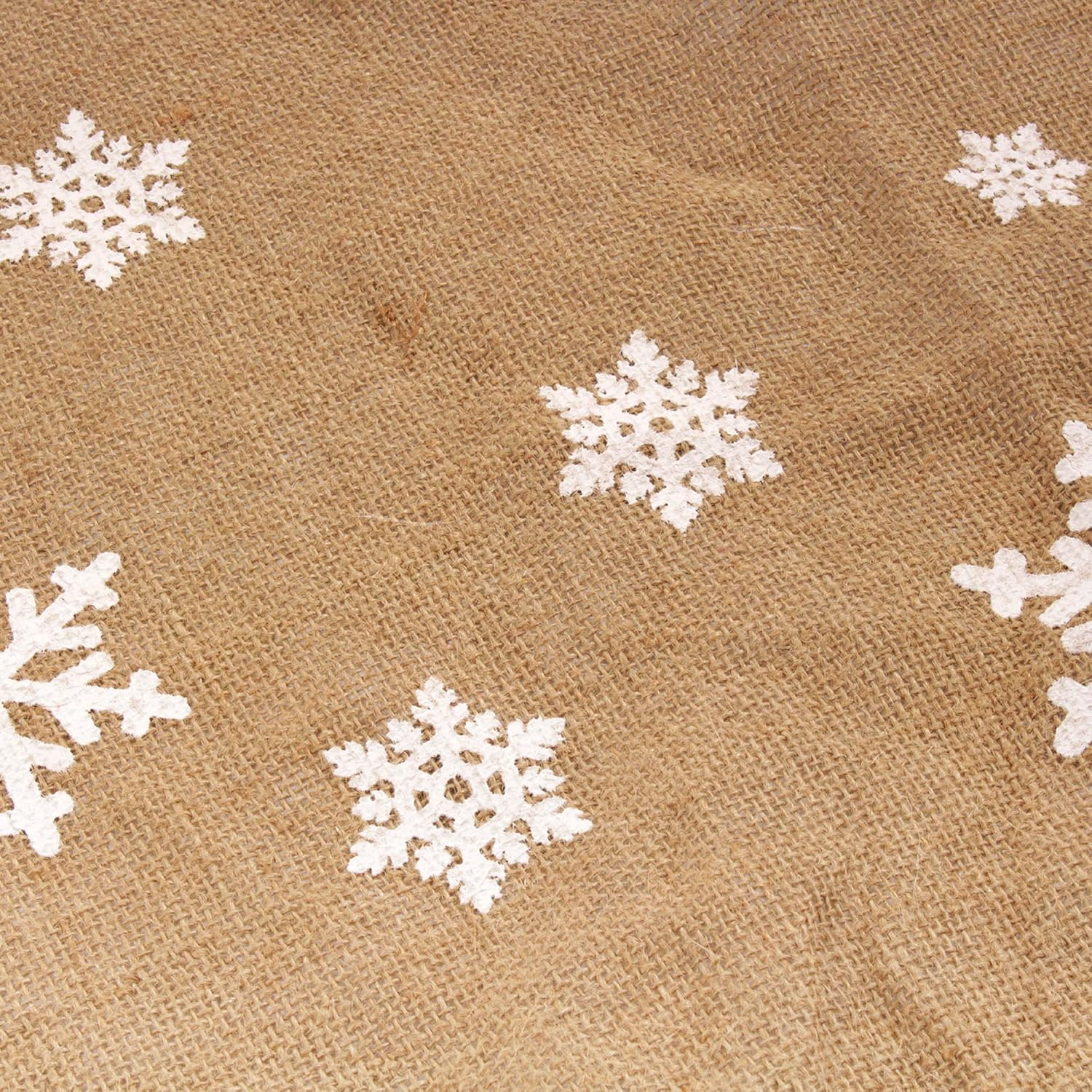 Bamboomn 31" round Christmas Tree Skirt Floor Base Cover Decoration Holiday Collection Jute Burlap, Snowflake Edition 1 Piece image number 5