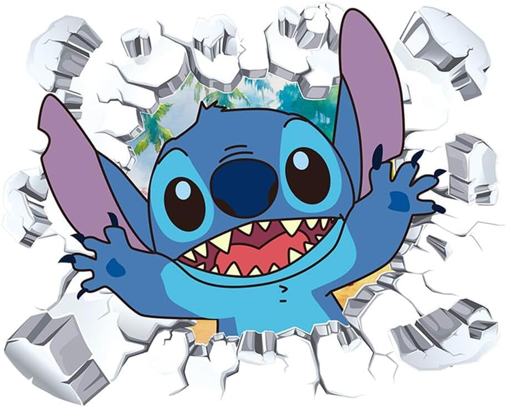 Lilo and Stitch Wall Decals - Kids Cartoon Wall Art for Bedroom Decor - DIY Removable Stickers for Themed Room (23.7X17.8 Inch) image number 4