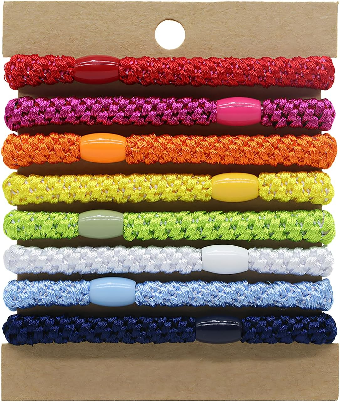 Tiyiyok Girls' Hair Bobbles Pack of 8, Small and Colourful Hair Bands with Stylish Design for Women, Girls and Children with Fine Hair, Coarse Hair, Medium or Long Hair