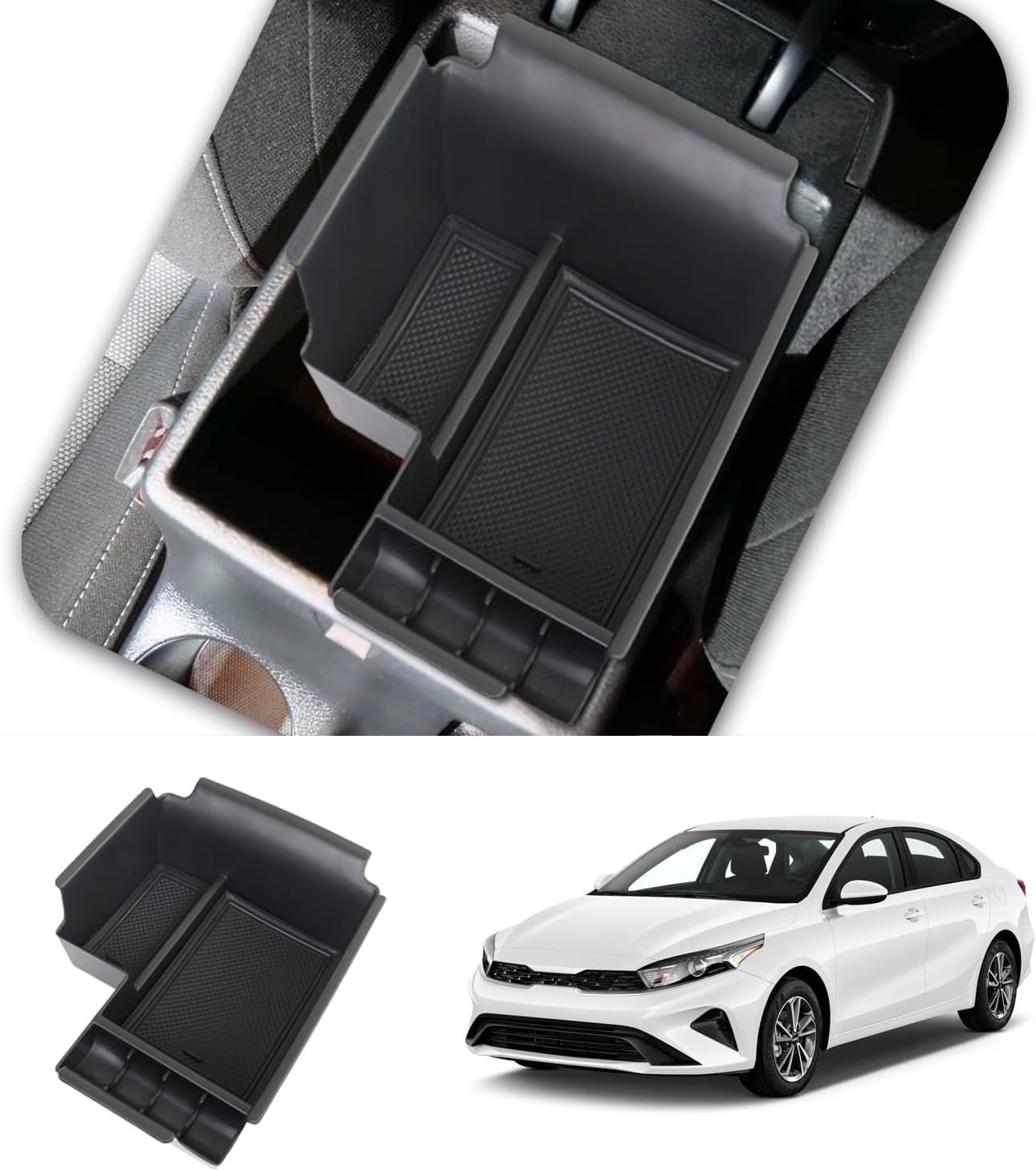 AFEISOL Center Console Organizer Tray Compatible with 2019-2024 Kia Forte GT/FE/EX/LX/LXS Interior Accessories, Insert Armsert Storage Box (Red)